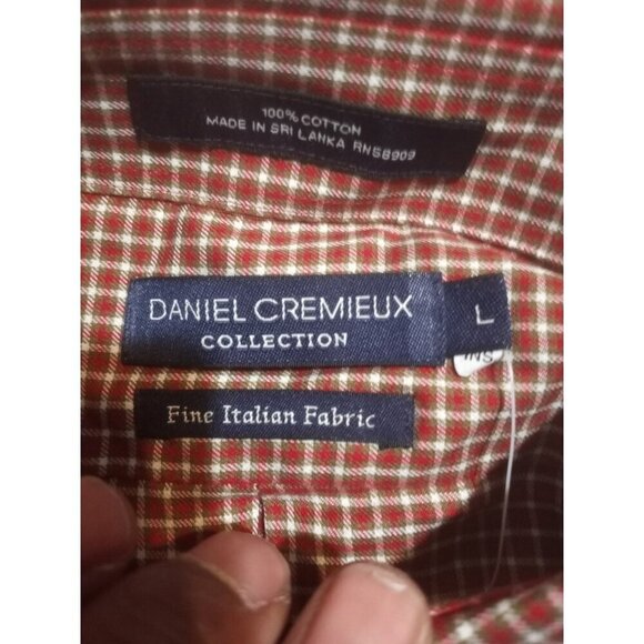 New Daniel Cremieux Collection Fine Italian Fabric Red Plaid Shirt Size Large L - Picture 9 of 13
